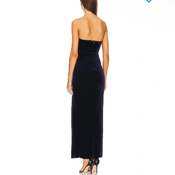 Superdown ryleigh strapless maxi dress Midnight Blue velvet high slit Revolve M - Picture 2 of 7